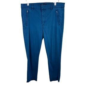 Level 99 Teal Blue Cotton Blend High Rise Slim Leg Cropped Pants Size 32